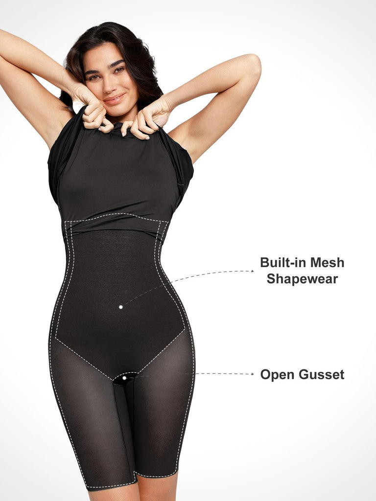 Popilush? Built-In Shapewear Halter A-Line Sleeveless Midi Dress