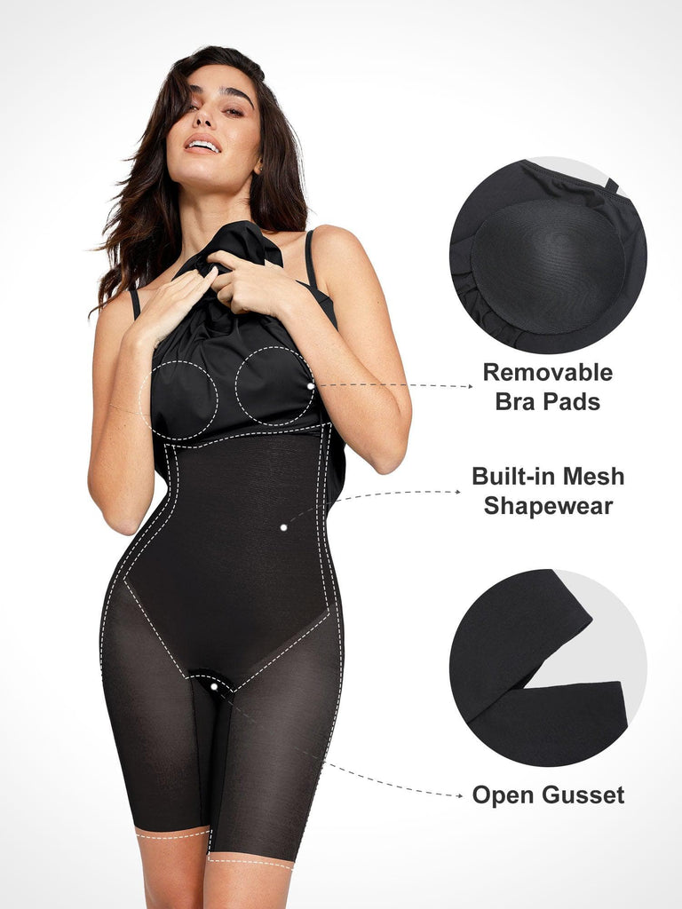 Popilush? Built-In Shapewear A-Line Slip Midi Dress