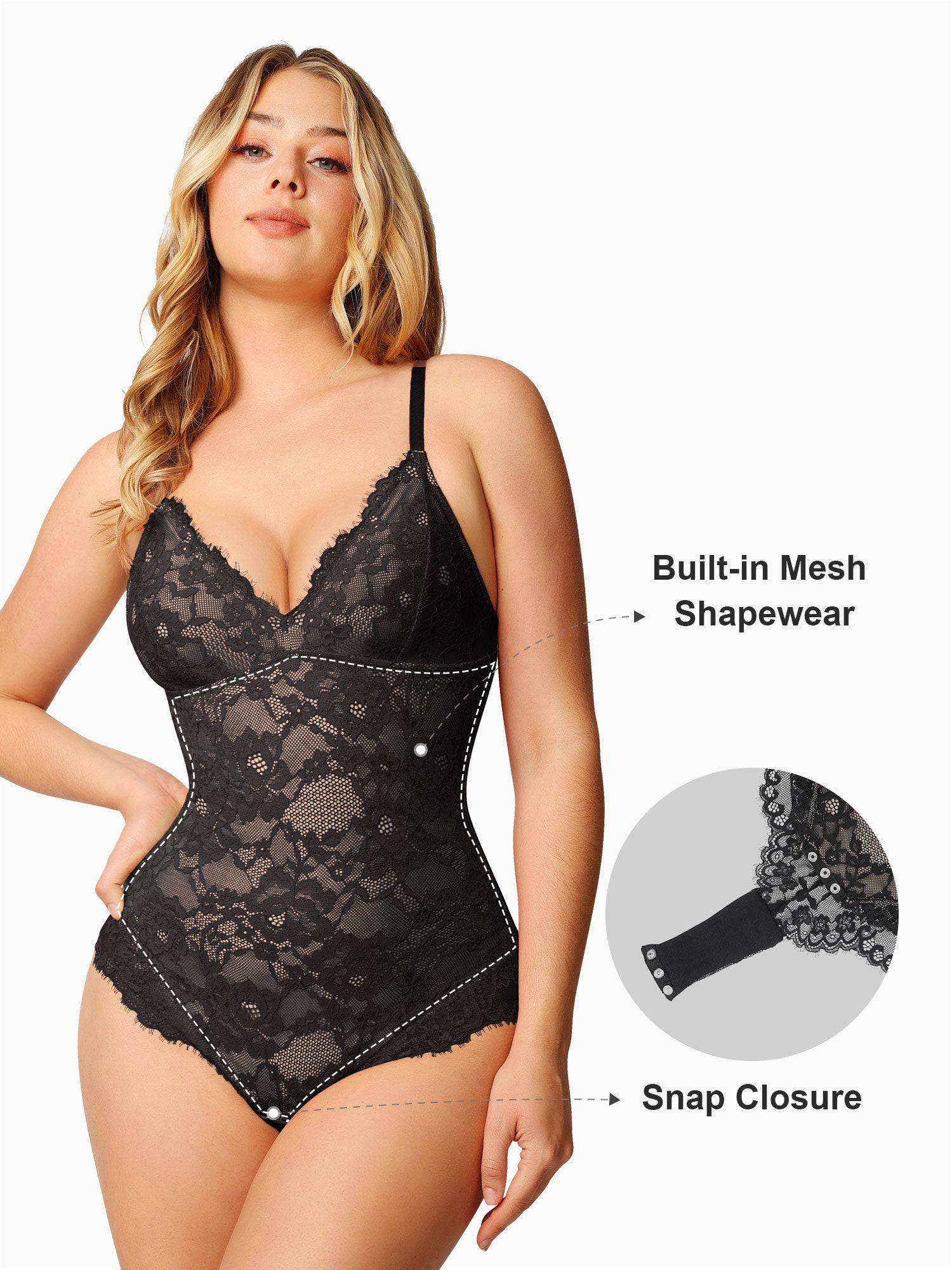 Lace Smooth Firm Control Thong Bodysuit  Womens Lace Bodysuits – Popilush ®CA