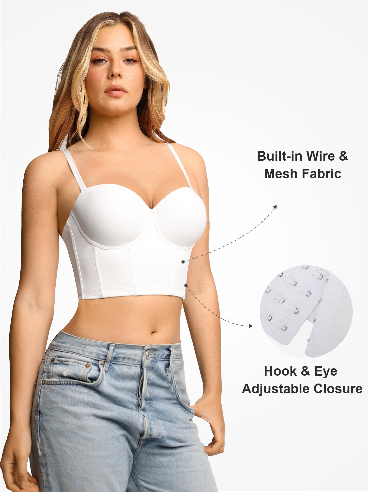 Dominique Wire Bustier Top in White-BESTSELLER