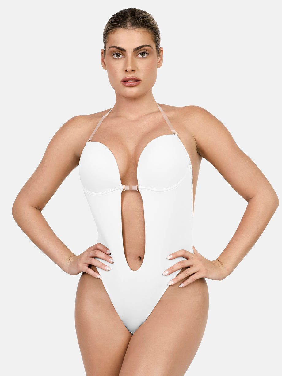 Cupped Strapless Thong Bodysuit Shapewear Wired-cup Bra Body