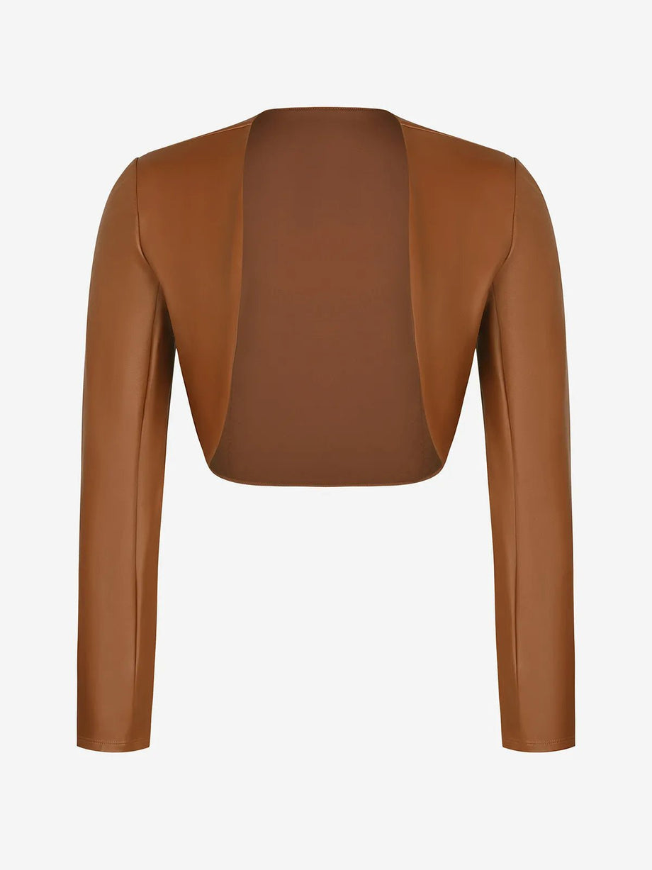 Long Sleeve Faux Leather Bolero Jacket – Popilush CA