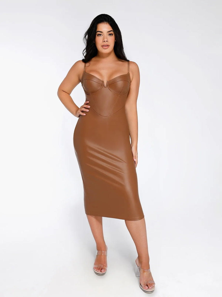 make it sexy faux leather midi dress - brown Outfits Fashion Nova Brown Leather Dress Make It Sexy Faux Leather Midi Dress Nwt Brown 1X Depop