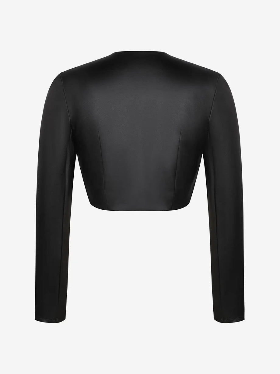 Long Sleeve Faux Leather Bolero Jacket – Popilush CA