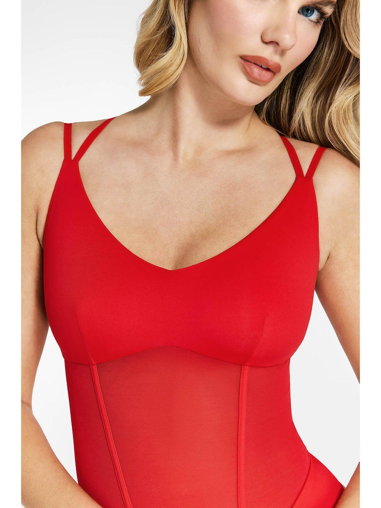 Popilush? Sexy Tops Body Shaper Tank The Shapewear Bodysuit with Mesh Detail