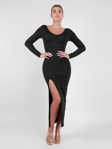 Popilush Shaper Dress Ruched Bodycon Dresses - Deep V Neck Maxi Formal Dresses  Built in Shapewear Sleeveless Long Dress, Black, Small : :  Clothing, Shoes & Accessories