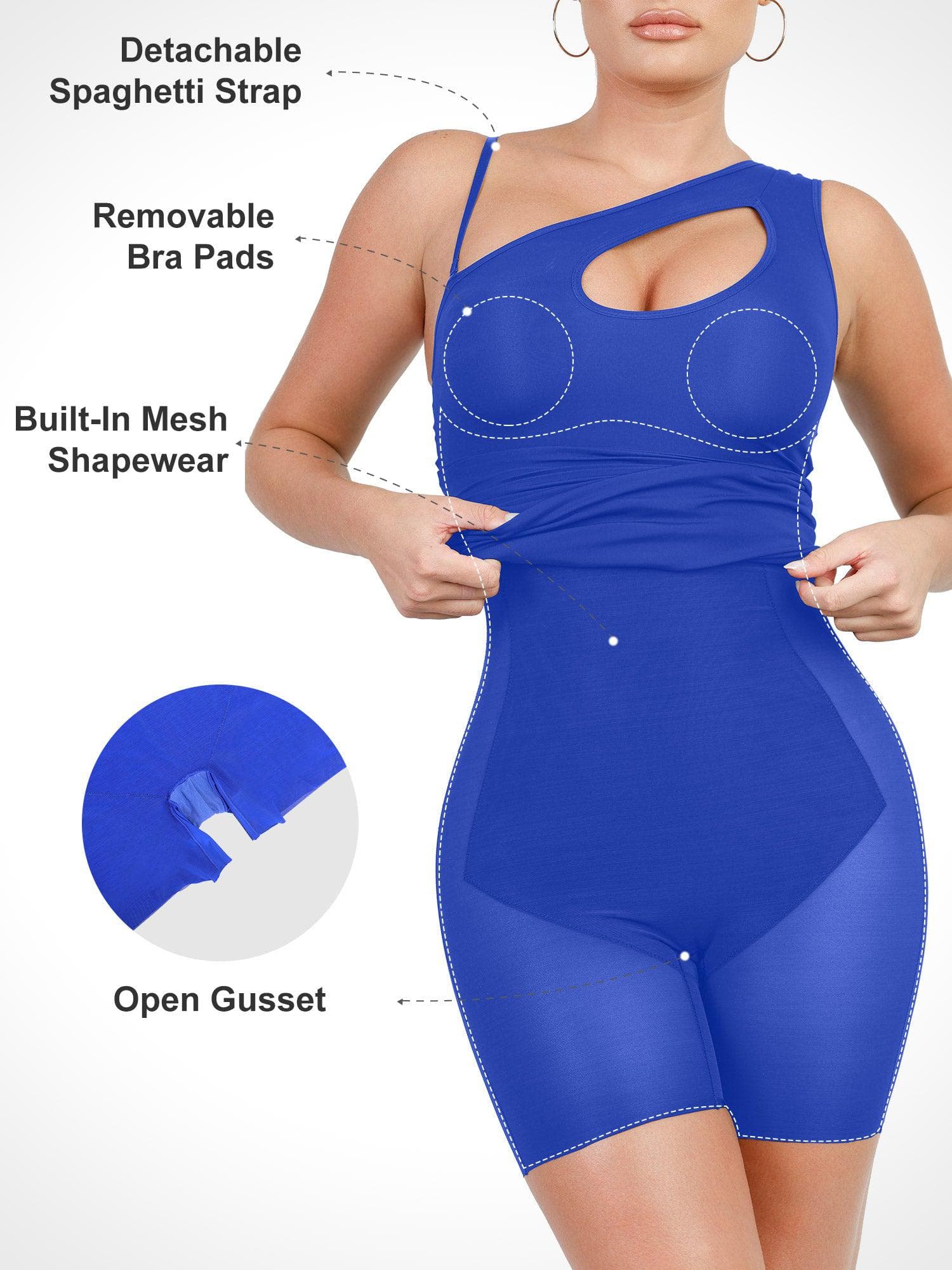 body shaper for one shoulder dress SnatchedKnit One-Shoulder Knee Dress Black / 3X/4X