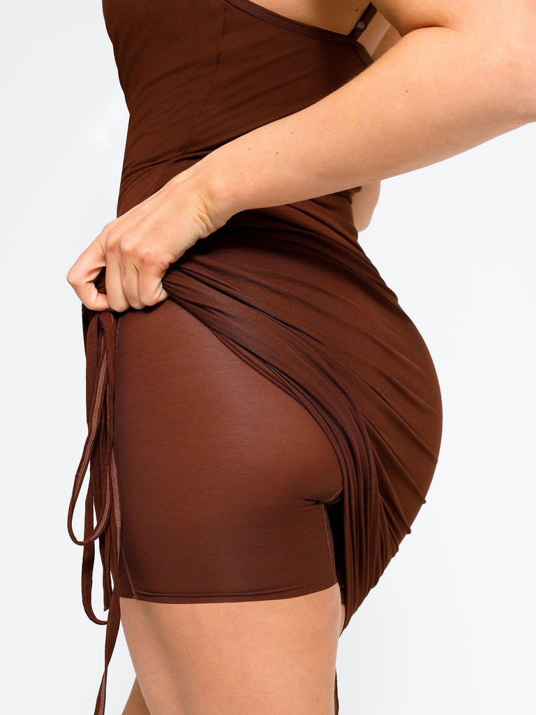 Popilush? Bodycon Shaping Slip Dress Summer Built-In Shapewear Ruched Slip Modal Mini Dress