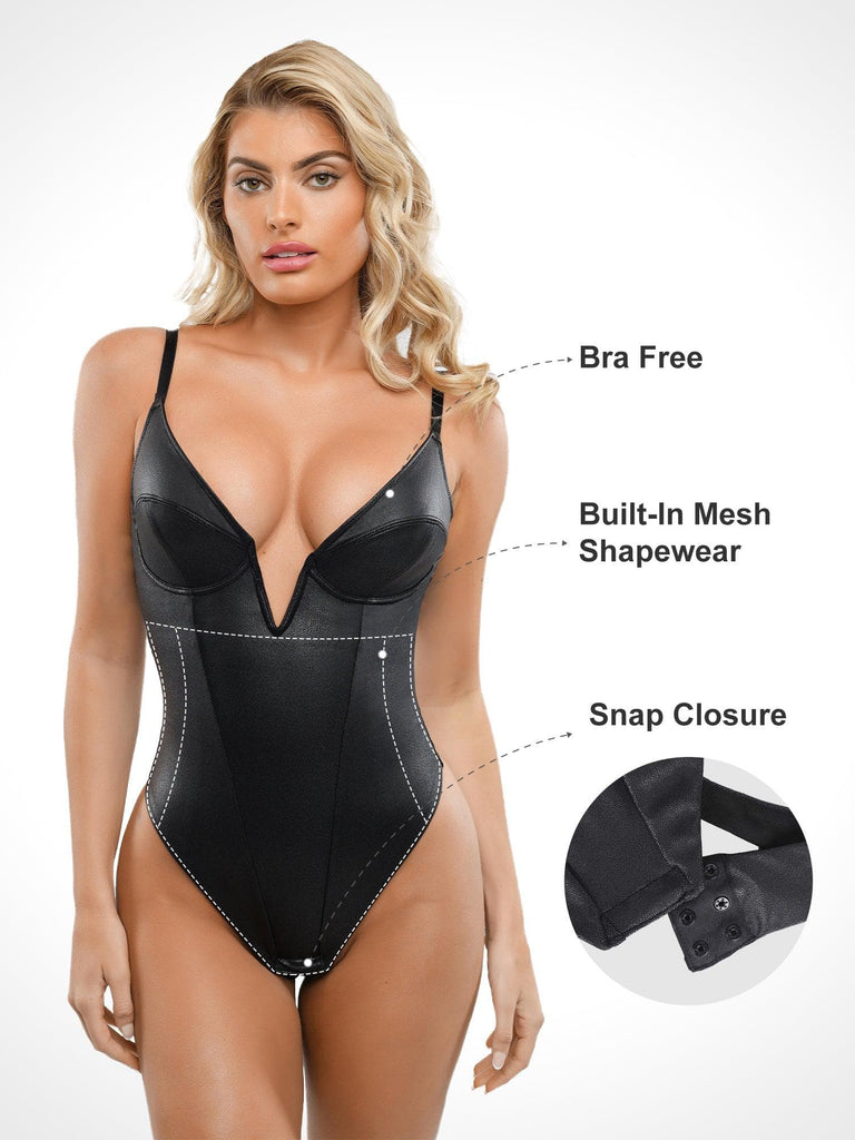 Shapewear Bodysuits for Women Seamless Deep V Neck Bodysuit Smooth Slip  Crop Tops Tummy Control Body Shaper Slimming Underwear Camis Tanks – the  best products in the Joom Geek online store