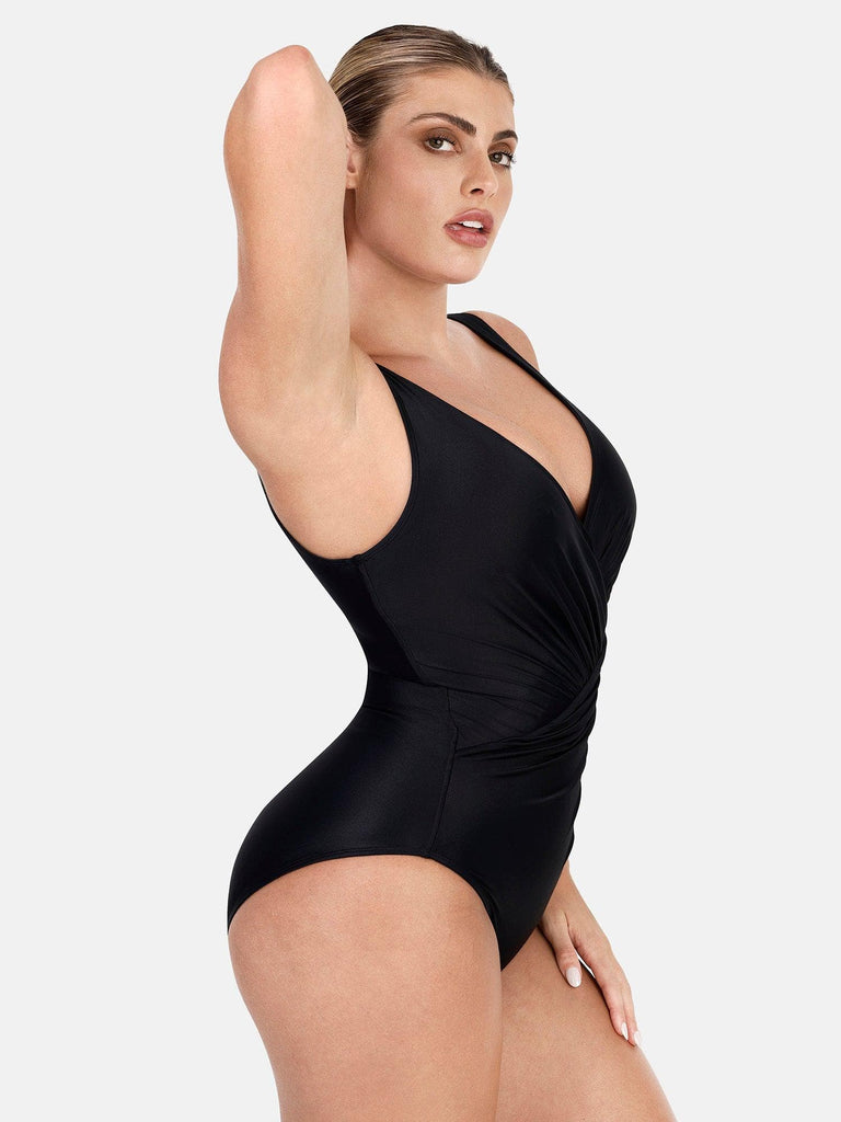 Popilush Deep-V Neck One-Piece Shapewear Swimsuit