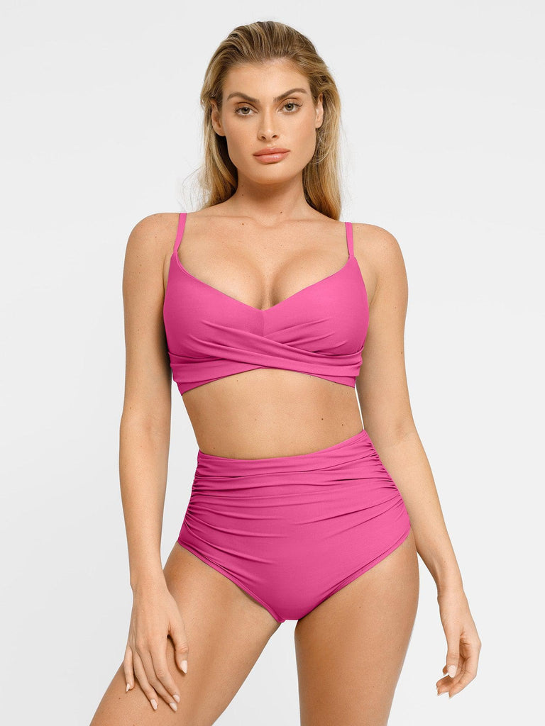 Popilush? Two-piece Swimsuit Ruched High-Waist Bikini Set