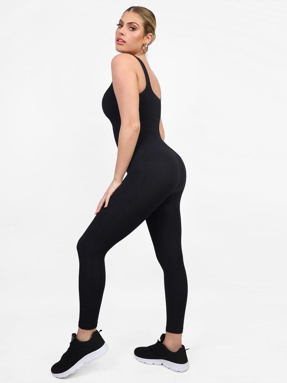 Popilush Built-In Shapewear Thigh Slimming Workout Jumpsuit (Size L)