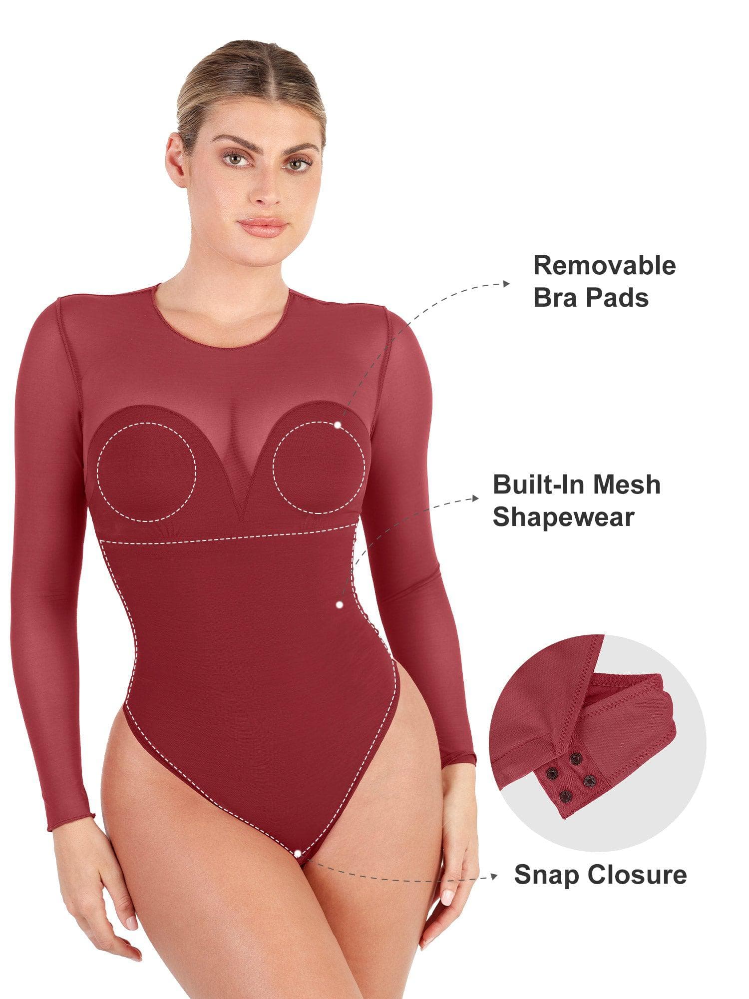  Thong Bodysuit For Women Long Sleeve Tops Tummy